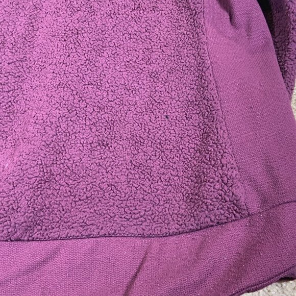 THE NORTH FACE Womens Jacket Sz Large Faux Fur Burgundy Full Zip Fleece Sweater - Picture 5 of 6